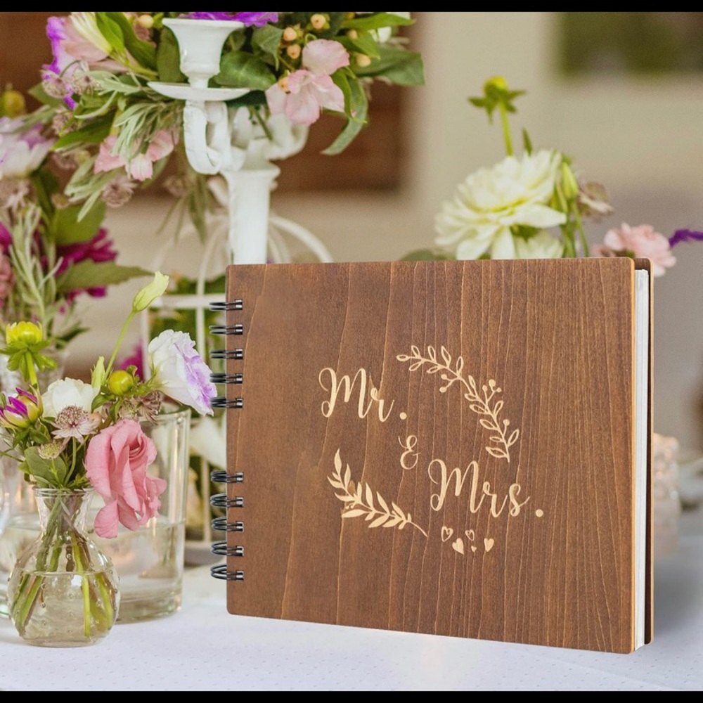 Boho Wooden Wedding Guest Book